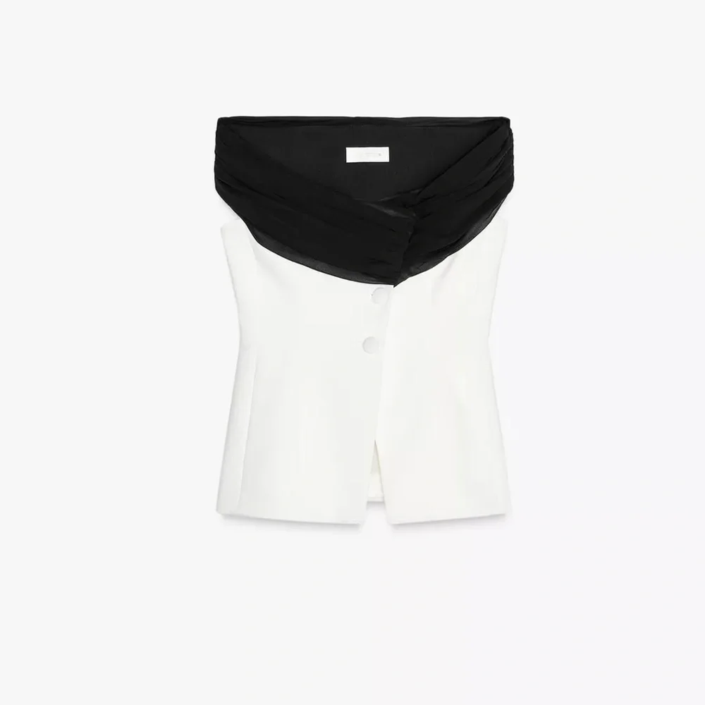 Zara NWT contrast bustier top white black 3327/597 - Picture 2 of 11